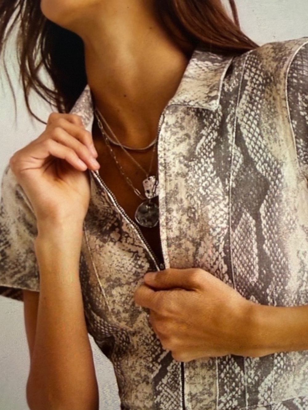 We The Free Snake-Print Flare Jumpsuit in Beige Taupe brand new with no 🏷️ - Picture 3 of 7